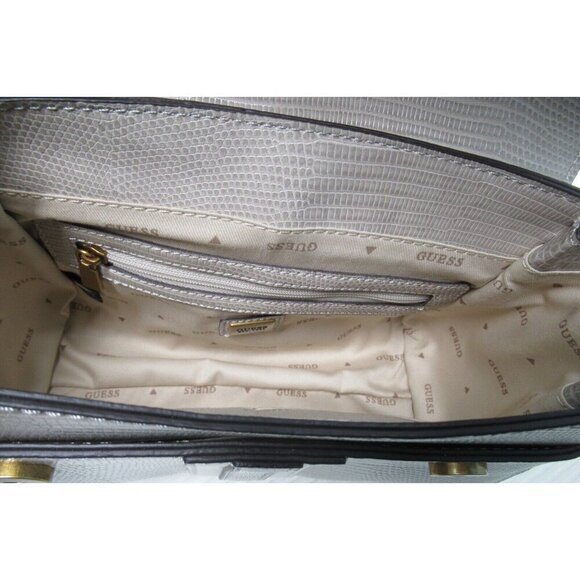 Guess Ginevra Handle Crossbody Bag Purse Taupe & Cream Gold Hardware Exotic NWOT - Picture 6 of 15
